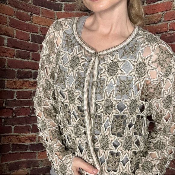 Handmade Crochet Star Pattern Cardigan - Picture 5 of 8